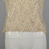 Large 1960s Sleeveless Beaded Sweater Blouse