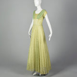 1950s Green Lace Evening Dress