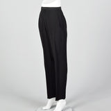 1980s Donna Karan Textured Black Pants with Tapered Leg