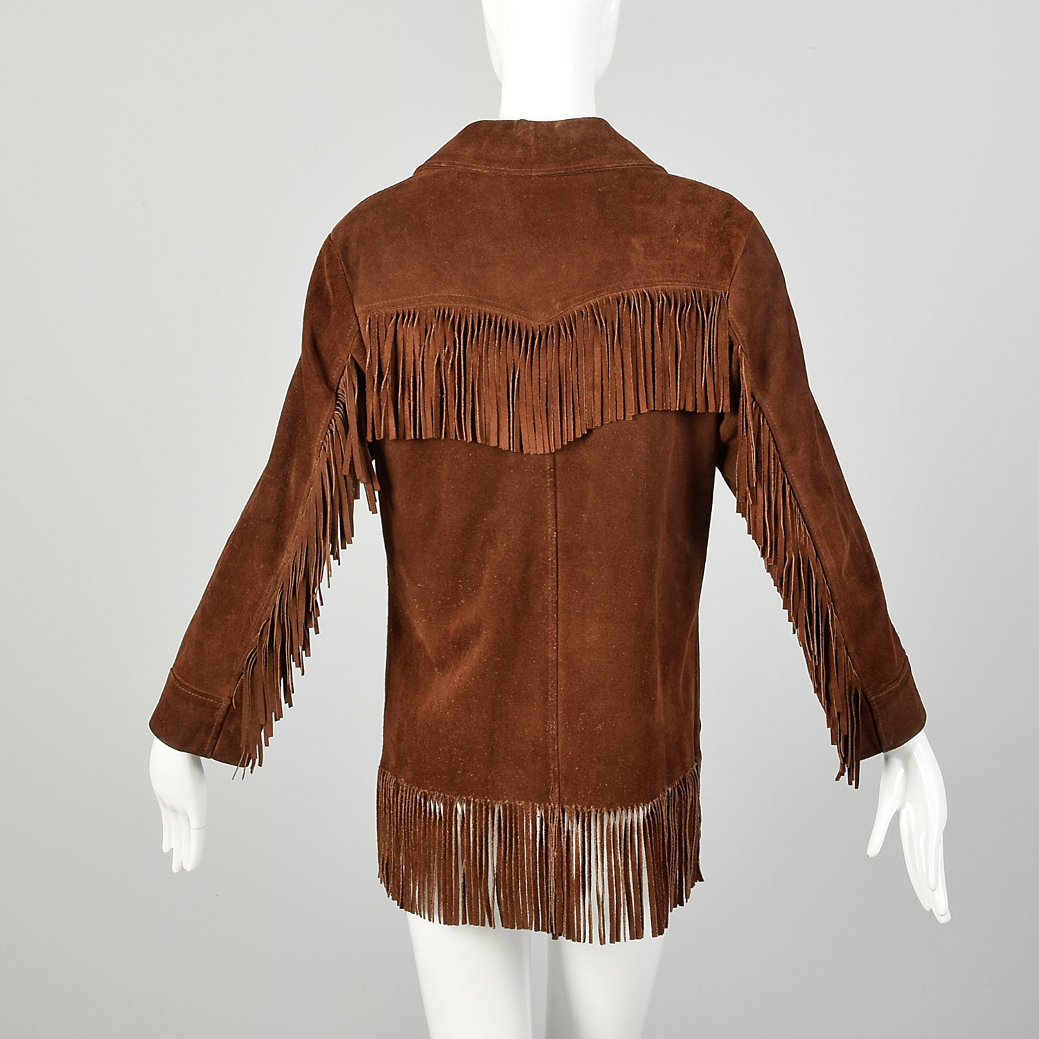 Small 1960s Brown Suede Western Jacket Hippie Boho Leather Car Coat