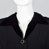 1950s Black Dress with Velvet Collar and Pockets