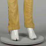XS 2000s Pants Roberto Cavalli Designer Tan Suede Stretch Leather Lace Up