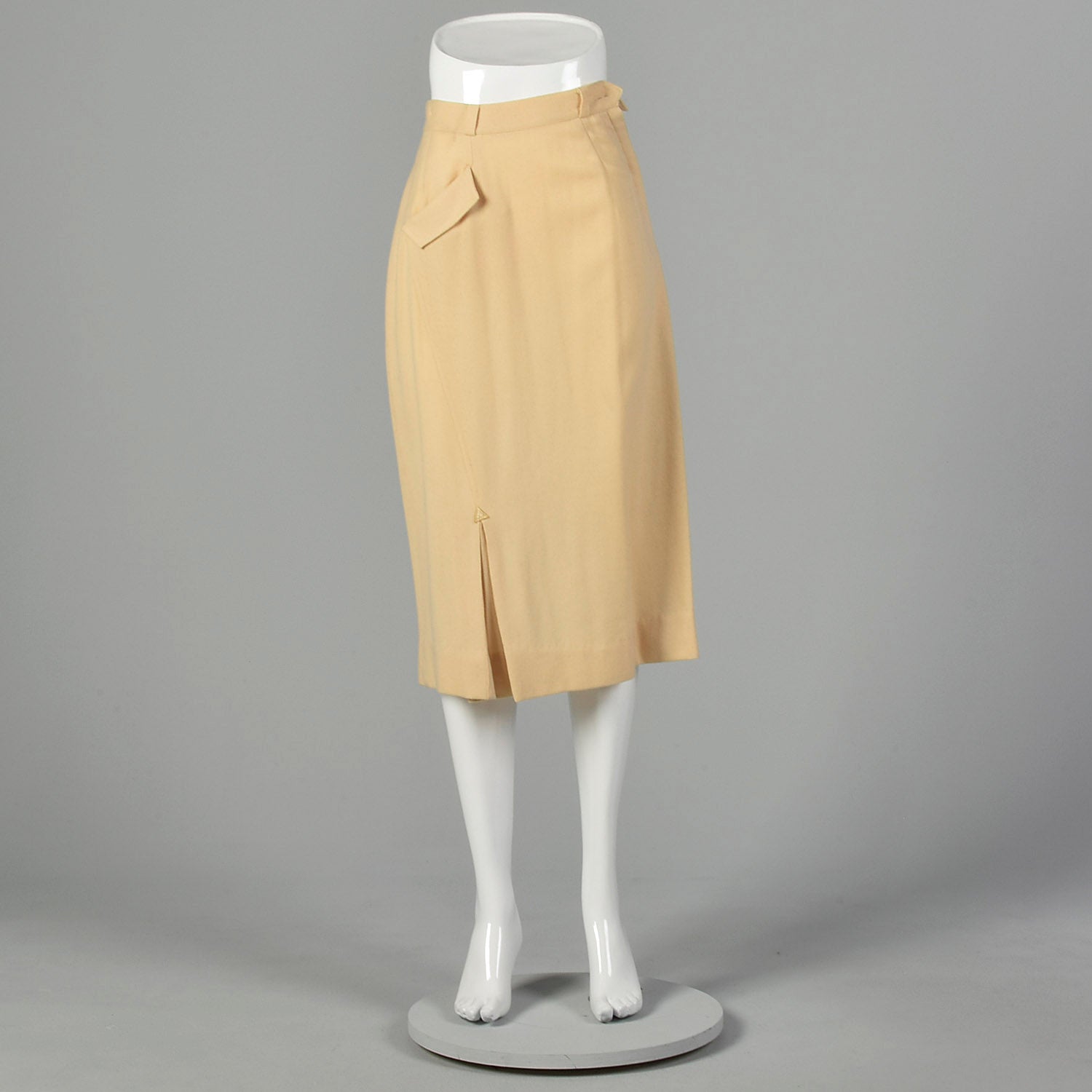 XXS 1950s Cream  Wool Pencil Skirt