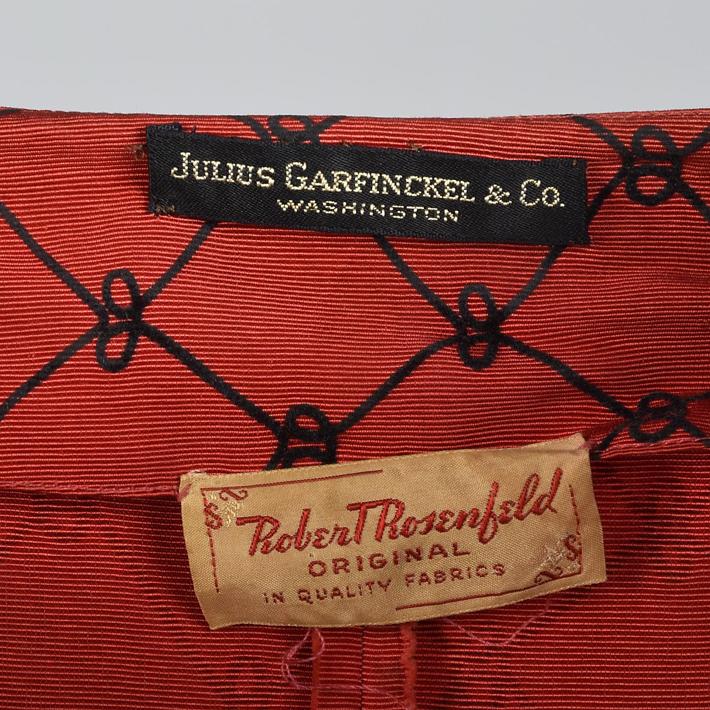 1950s Red Party Dress with Black Taffeta Bow