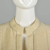 Chanel Boutique Cream & Metallic Gold Tweed Skirt Suit Clutch Jacket