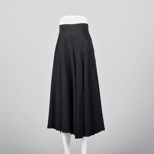 1950s Black Pleated Waistband Skirt
