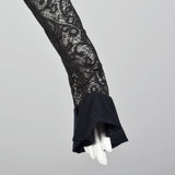 XS Dolce & Gabbana Off the Shoulder Black Sheer Lace Top