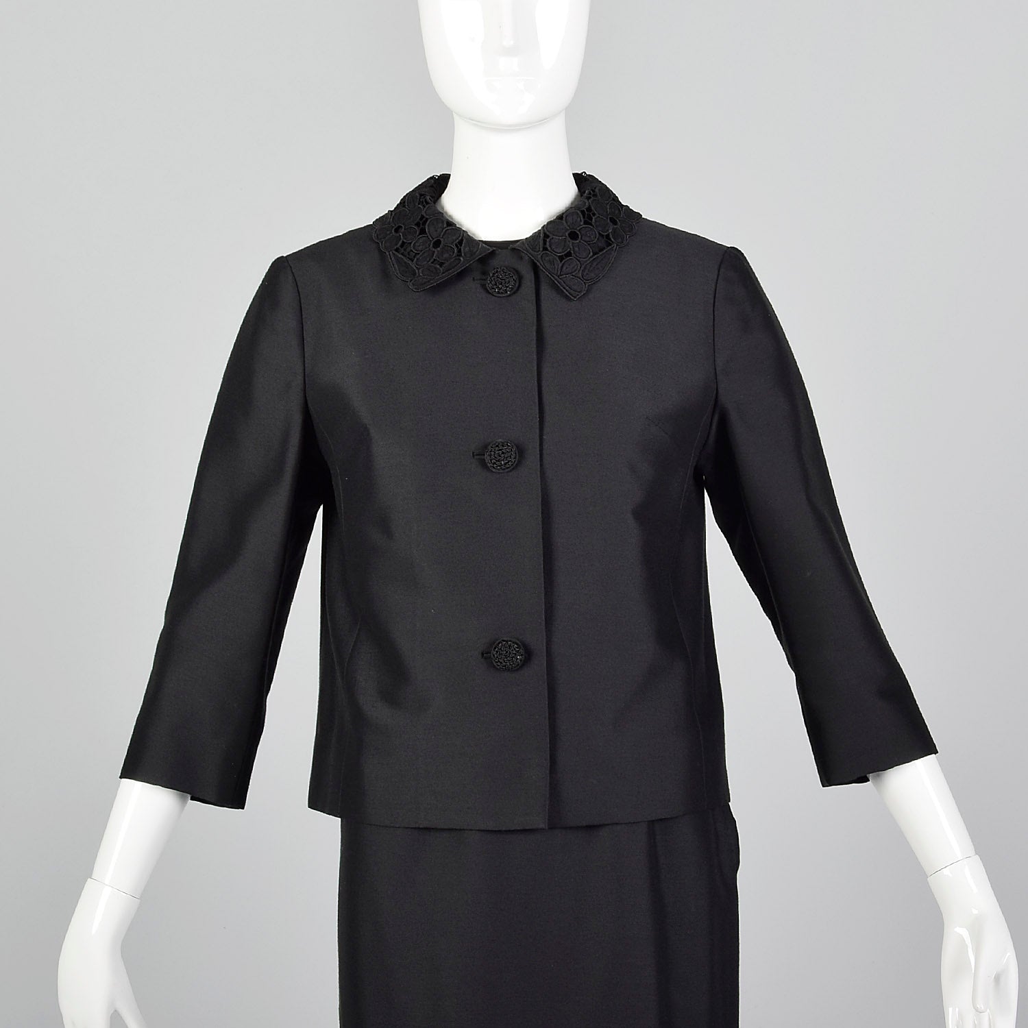 1960s Black Three Piece Skirt Set