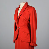 1950s Schiaparelli Skirt Suit in Bright Red Gabardine