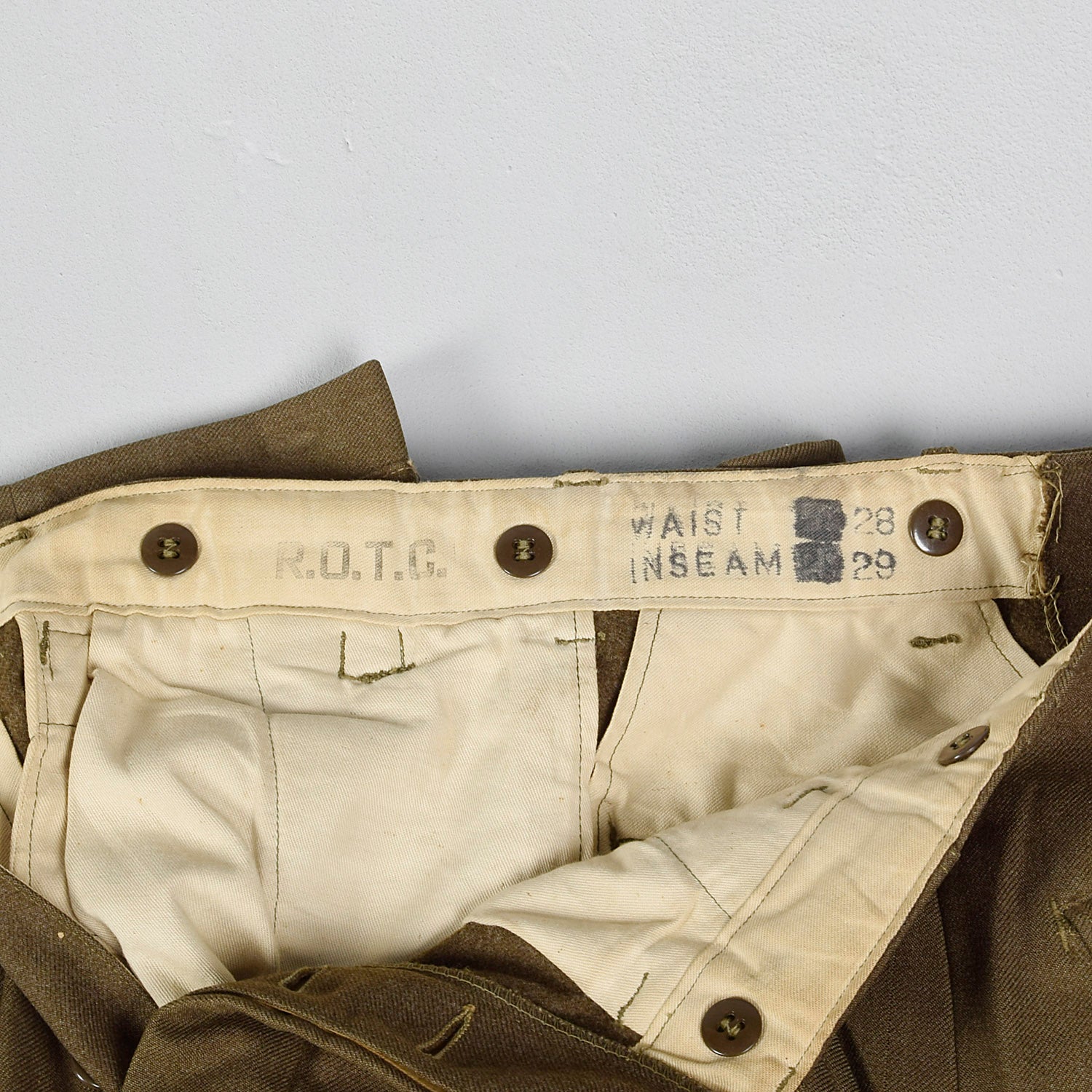 Small 1940s Men's Olive Military Pants