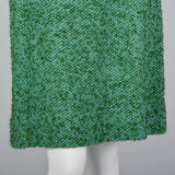 1960s Two Piece Green Tweed Suit