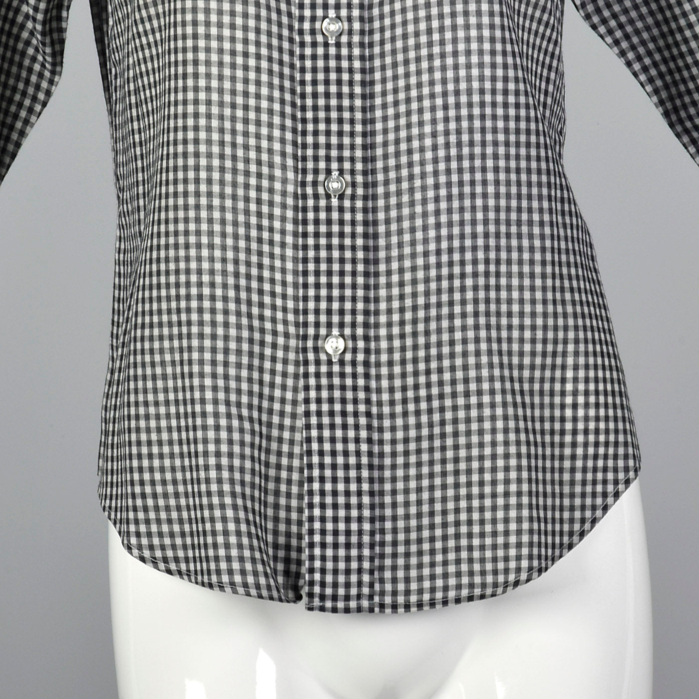 1970s Black and White Gingham Blouse