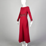 Small 1960s Catherine Scott Winter Formal Red Evening Gown Ensemble Designer Formal High End Silk Lined Hand Finished Set