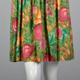 1950s Green Floral Day Dress