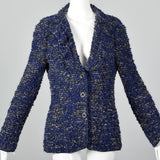 1990s Armani Collezioni Blue Knit Cardigan