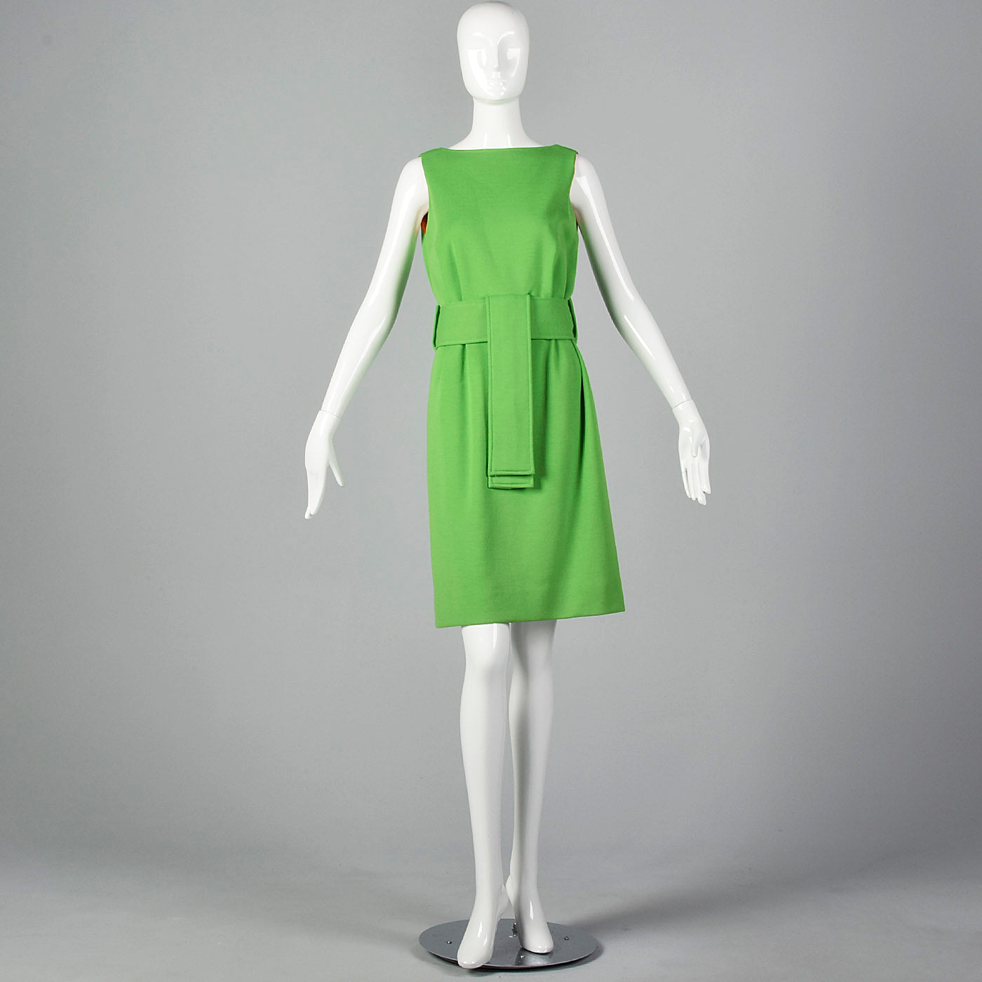1960s Green Wool Dress with Orange Lining