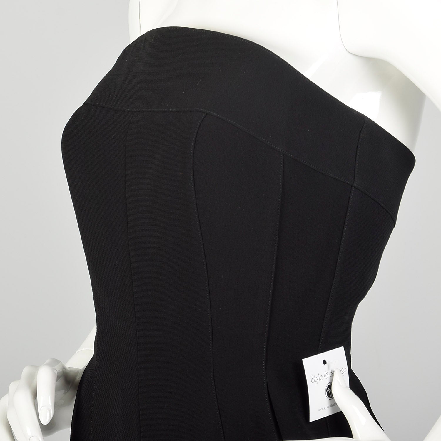 XS Thierry Mugler Sexy Black Strapless Wide Leg Jumpsuit
