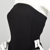 XS Thierry Mugler Sexy Black Strapless Wide Leg Jumpsuit