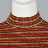 1970s Mollie Parnis Boutique Metallic Stripe Knit Maxi Dress