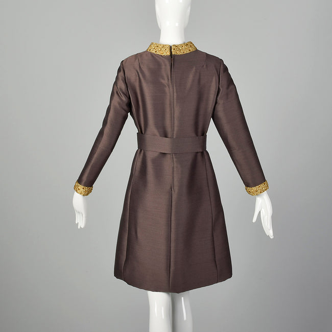 Large 1960s Brown Mod Dress