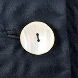 1950s Navy Blue Silk Dress with Mother of Pearl Buttons