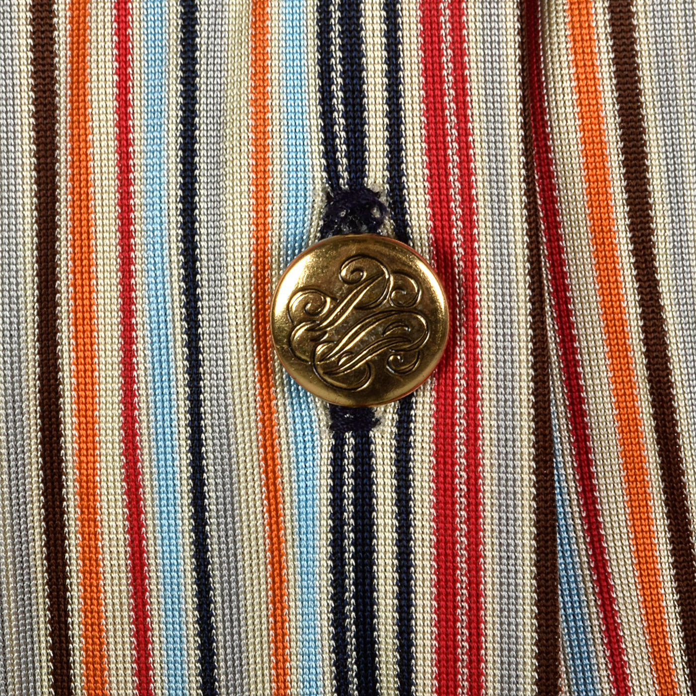 1940s Silky Knit Stripe Dress with Monogram Buttons