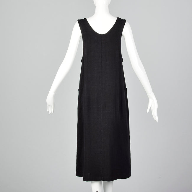 2000s Loose Black Dress in Linen