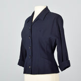 1950s Navy Blue Jacket with Fitted Waist
