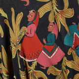 XS 1940s Novelty Print Cotton Harem Skirt