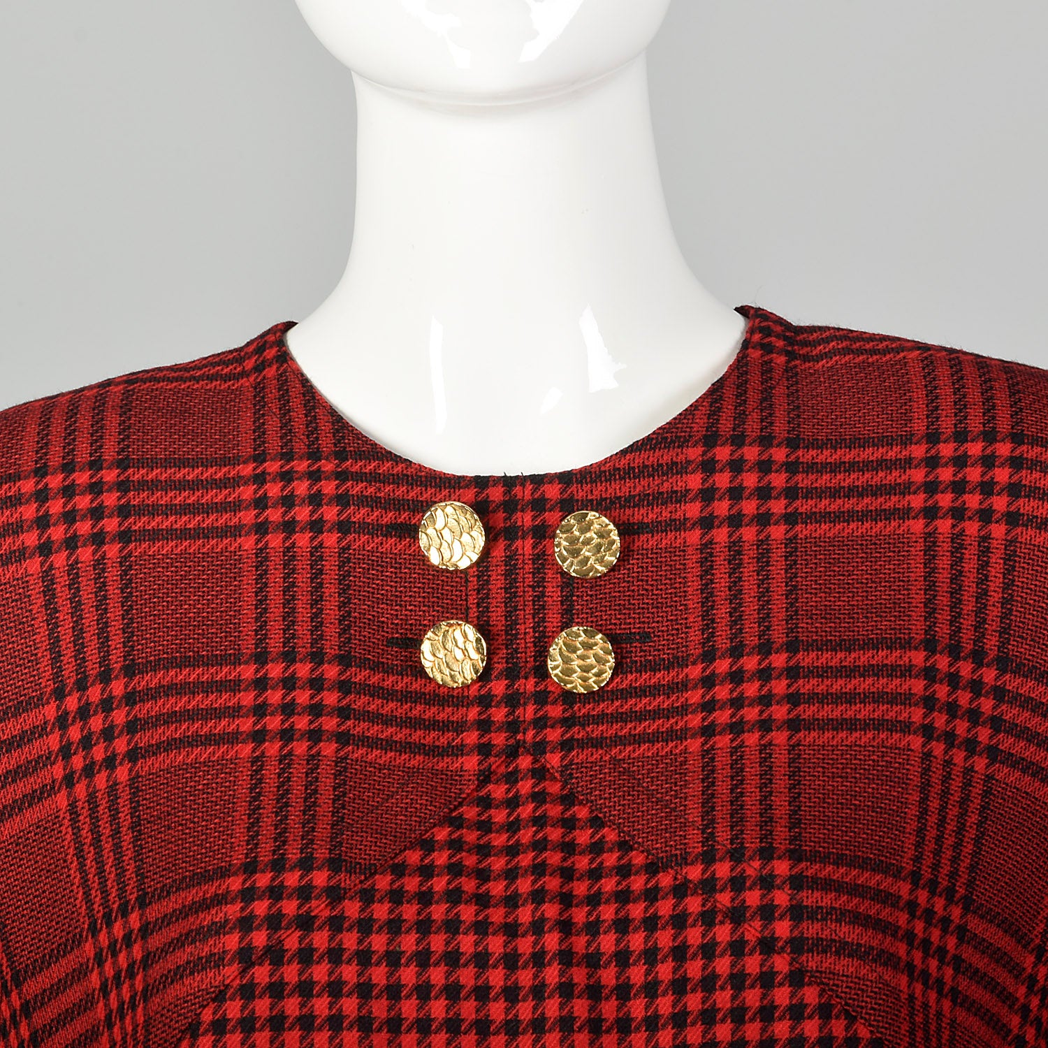 Medium-Large Adele Simpson Red Plaid 1980s Dress