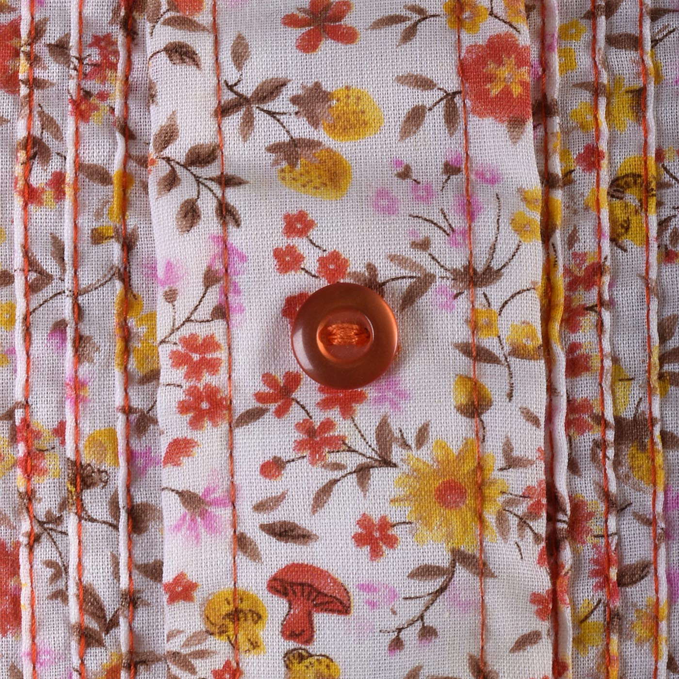 1960s Orange Floral Dress with Tuxedo Front