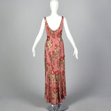 1960s Red and Gold Brocade Evening Dress