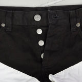 Small Helmut Lang Spring 2003 Black Jeans White Applique Designer Cotton Pants
