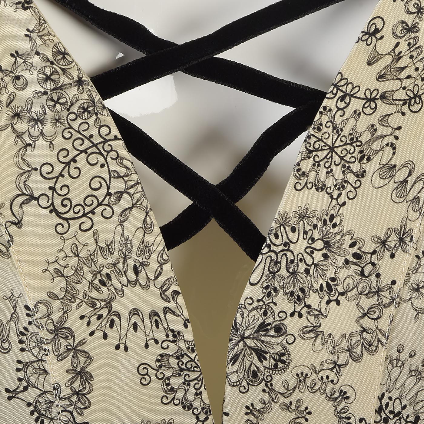 1940s Silk Dress with Velvet Faux Lace Back