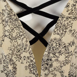 1940s Silk Dress with Velvet Faux Lace Back