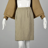 Medium 1980s Bill Blass Tan Striped Skirt Suit