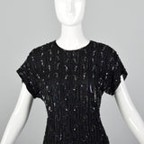 1990s Black Beaded Cocktail Dress