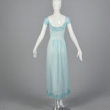 1950s Vanity Fair Blue Nightgown with Lace Shelf Bust