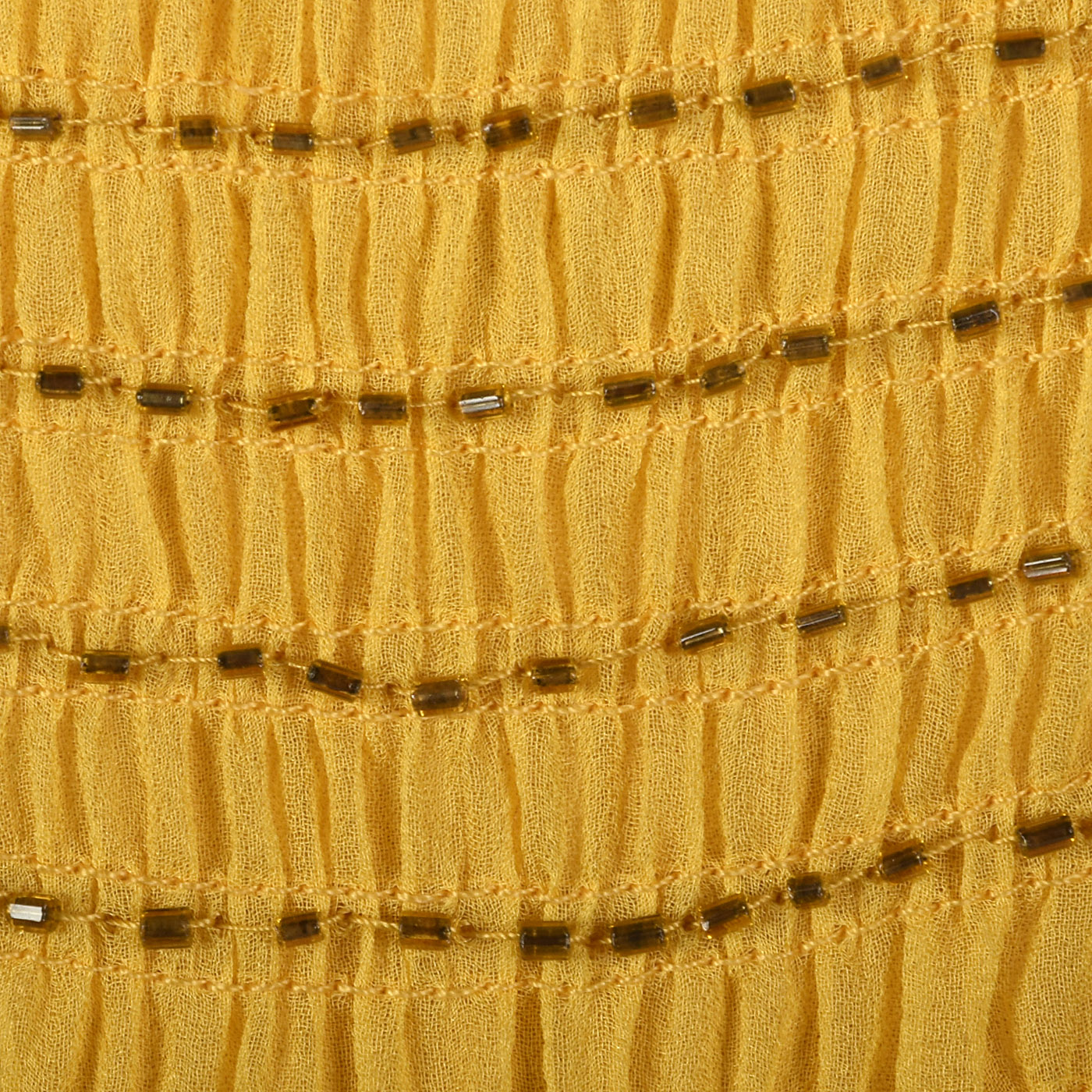 1960s Yellow Silk Dress with Beads
