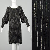 1980s Argenti Black Silk Beaded Dress