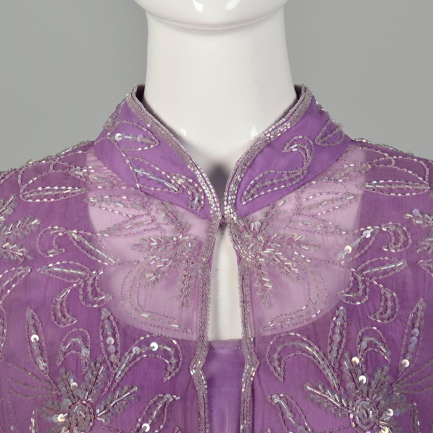 XXL Lavender Silk Beaded Dress Evening Topper Formal Jacket Set