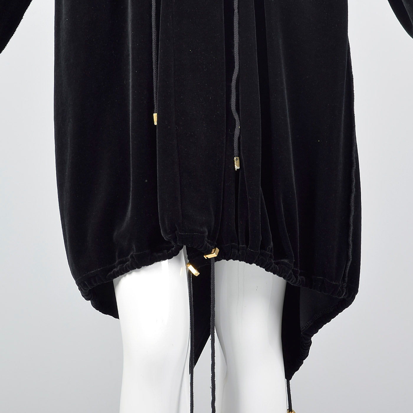 1990s Sonia Rykiel Loose Black Velvet Hooded Coat