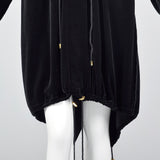 1990s Sonia Rykiel Loose Black Velvet Hooded Coat