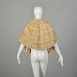 OSFM 1950s Blonde Mink Fur Cape Shawl Collar Stole Warm Winter Wrap