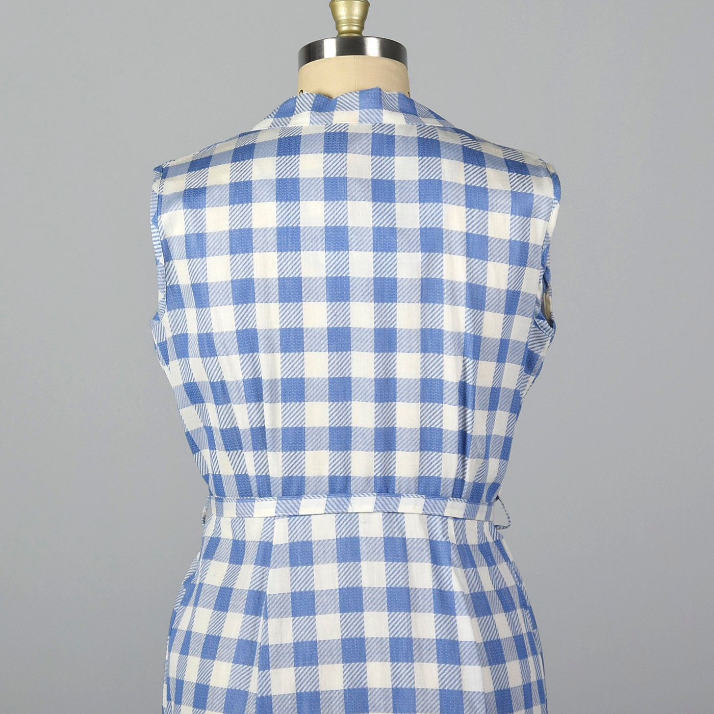 1950s Blue and White Gingham Day Dress