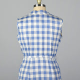 1950s Blue and White Gingham Day Dress