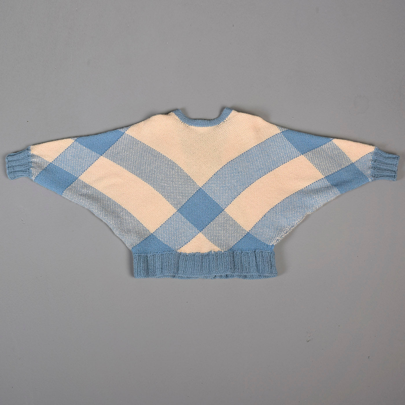 1950s Dolman Sleeve Cardigan in Blue and Cream