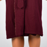 1960s Mens Burgundy Wool Robe with Shawl Collar