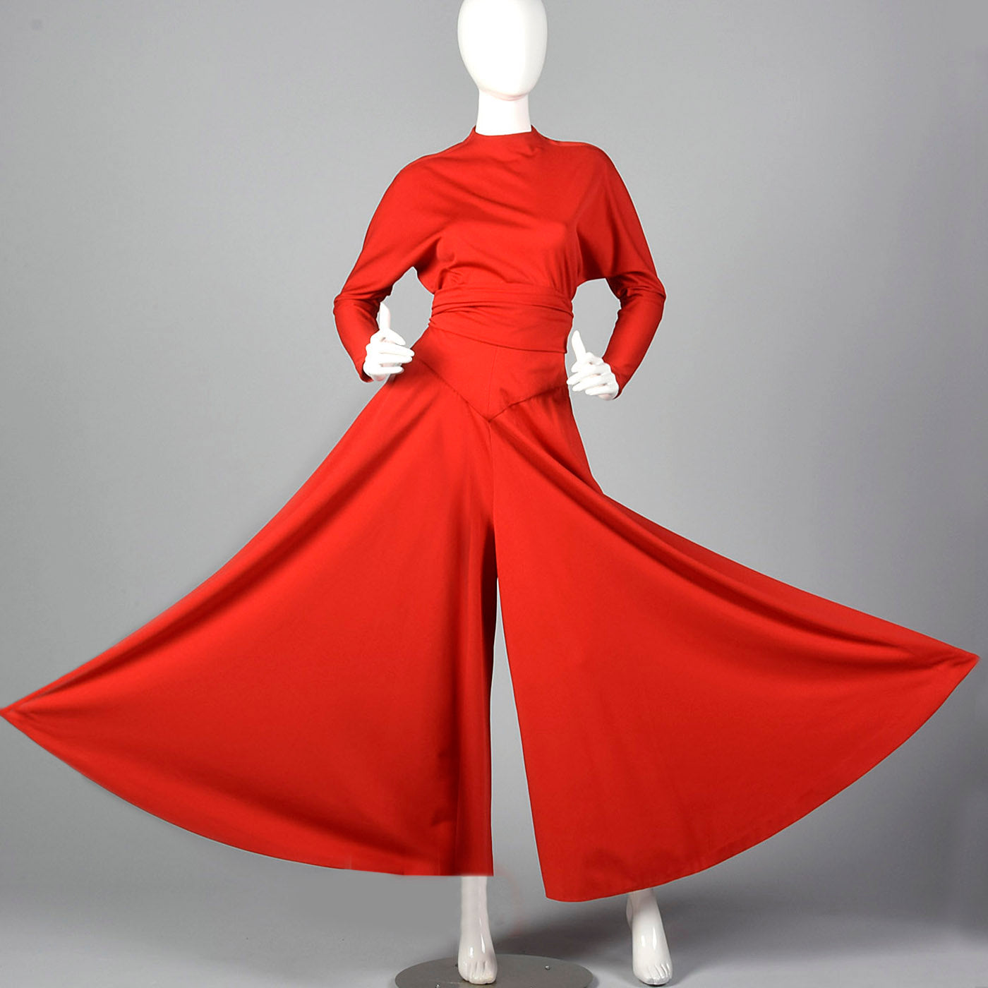 XS Pauline Trigere 1970s Red Two Piece Pant Set