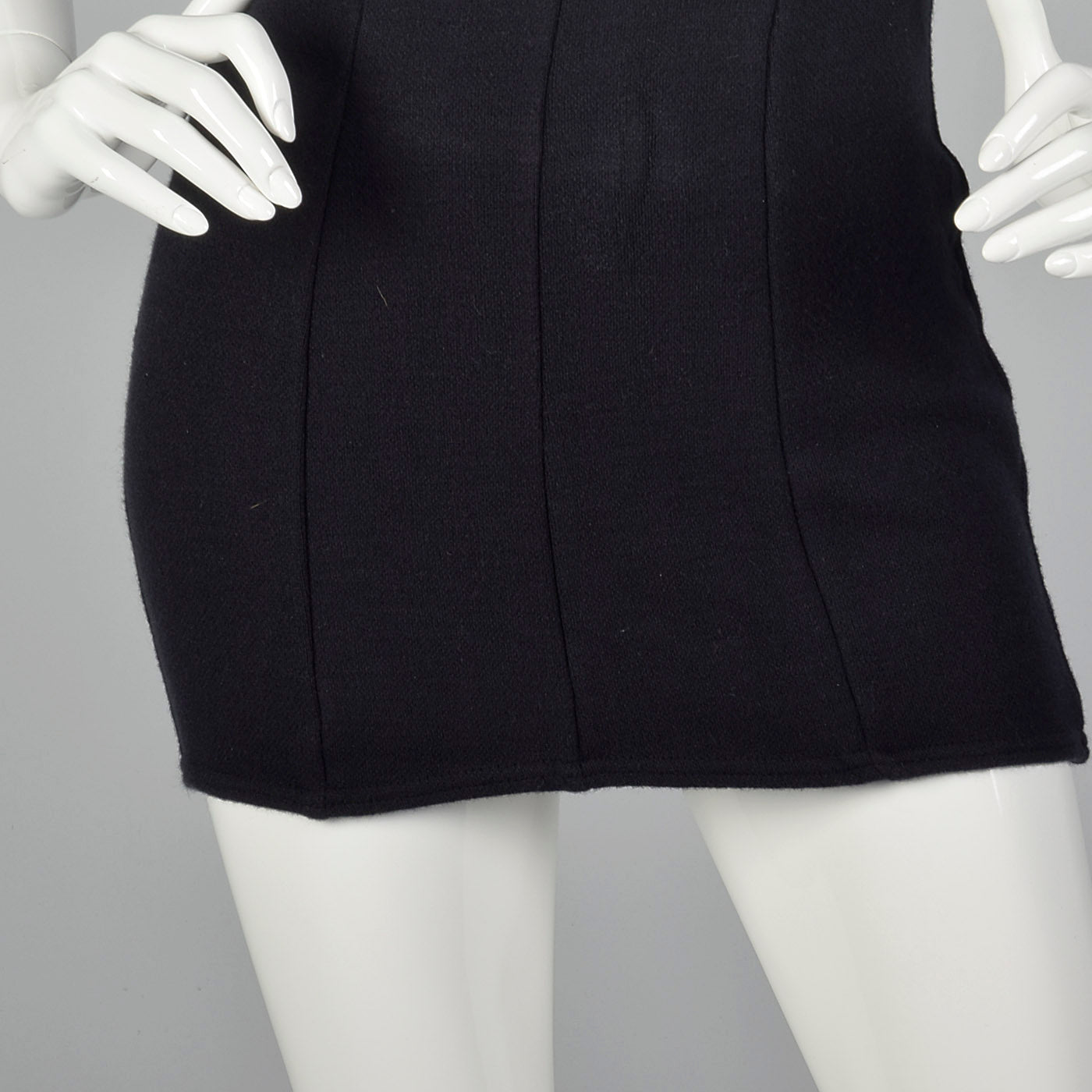1960s Black Knit Swimsuit with White Trim